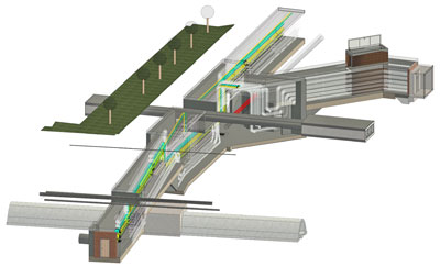 Leitungskanal mit Abzweigbauwerk / Isometrie aus BIM-Planung. Abbildung: GIBA mbH